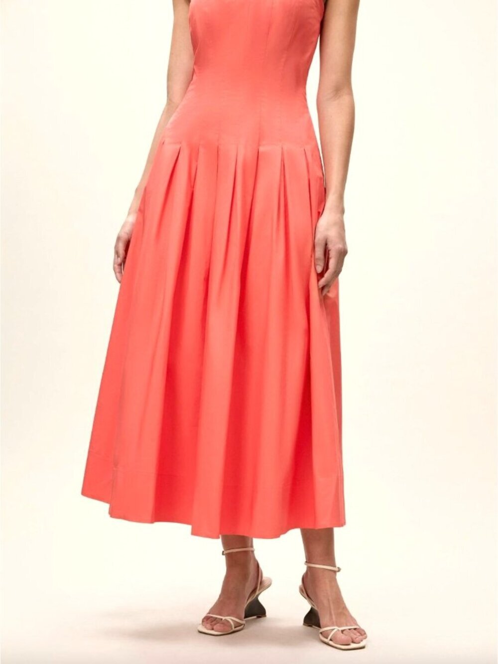 Rebecca Taylor Priya Poplin Midi Dress Coral Womens Size 10 - Picture 4 of 10